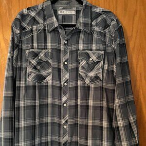 Mens Buckle BKE athletic fit pearl snap button down xxl